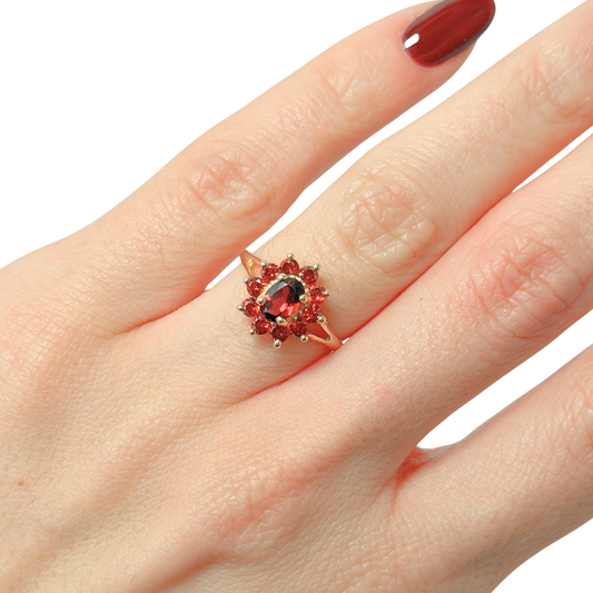 Bague Marguerite  - Or Jaune 750 & Grenats