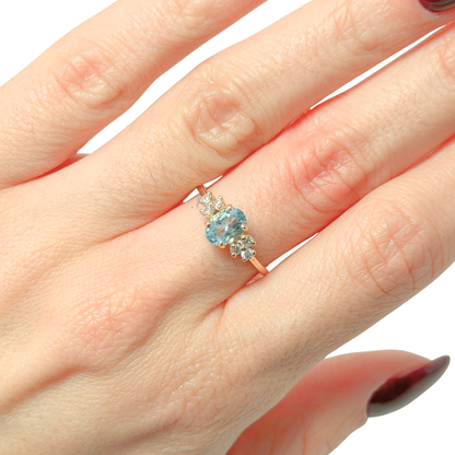 Bague Nausicaä Mini - Or Jaune 750 Aigue-Marine & Diamants