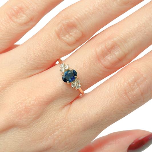 Bague Nausicaä Mini - Or Jaune 750 Saphir & Diamants