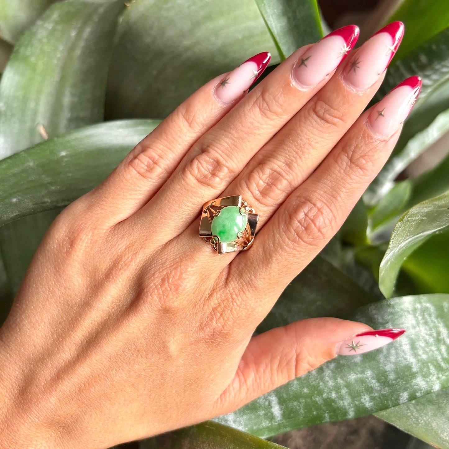 Bague Vintage - Or Jaune 585 & Jadaïte