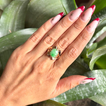 Bague Vintage - Or Jaune 585 & Jadaïte