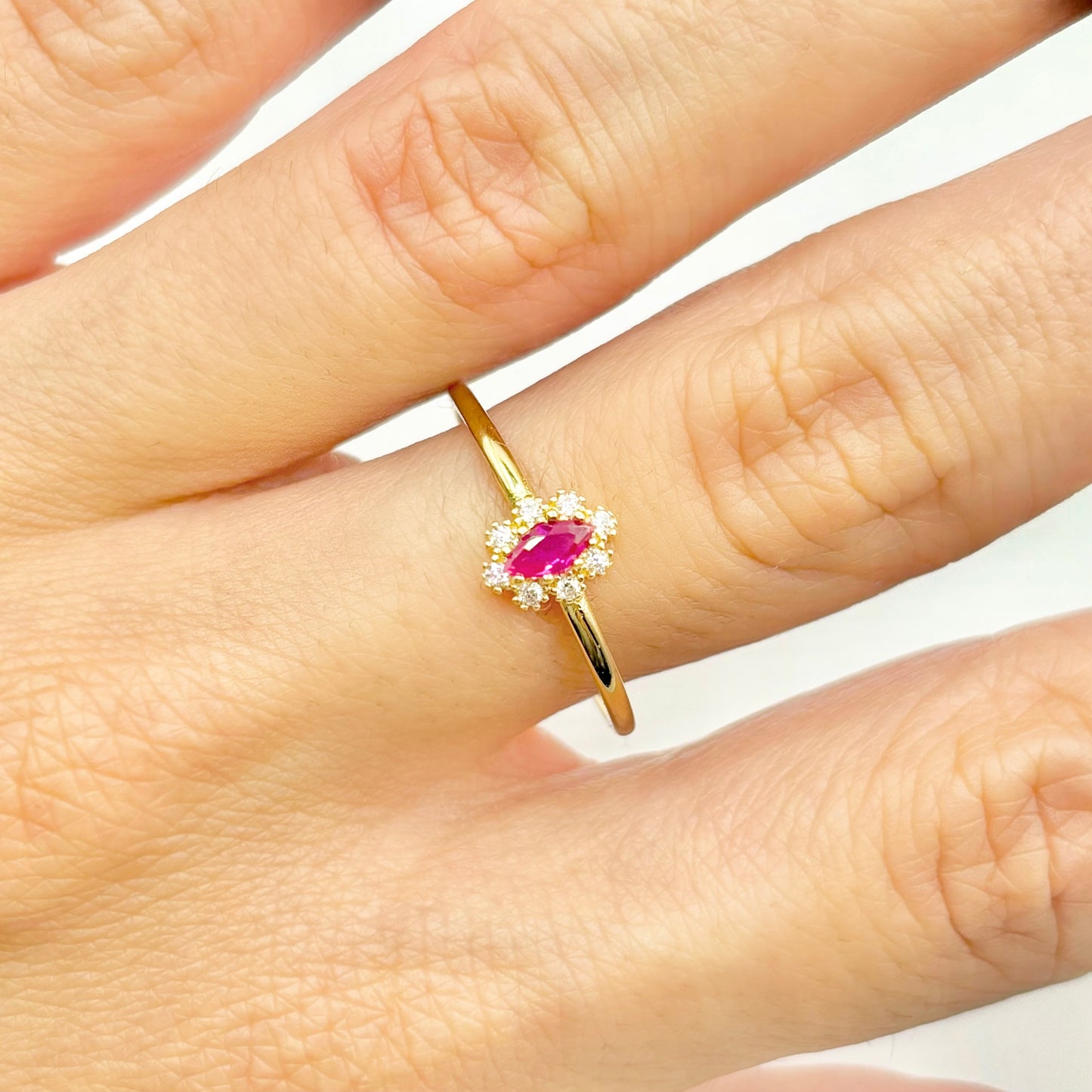 Bague Marguerite - Or Jaune 750 Rubis & Diamants