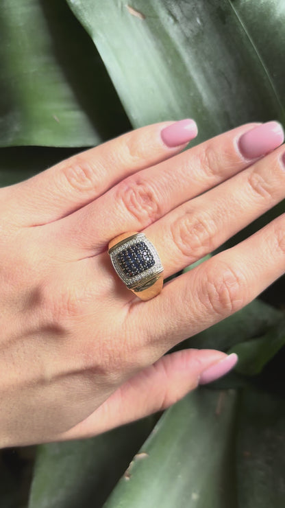 Bague Pavée - Or Jaune 750 Saphirs & Diamants