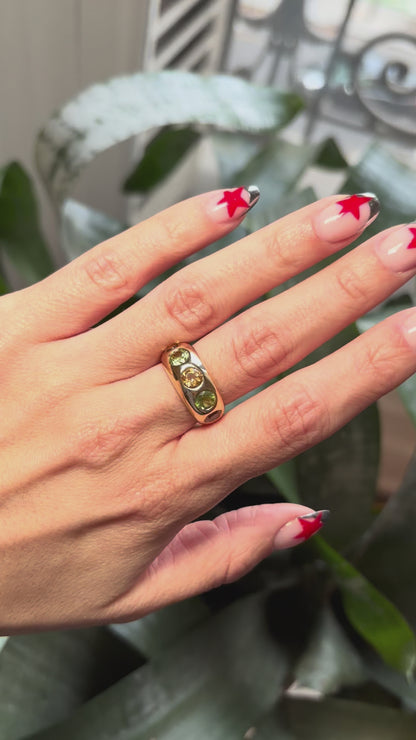 Bague Jonc - Or Jaune 750 Citrines & Péridots