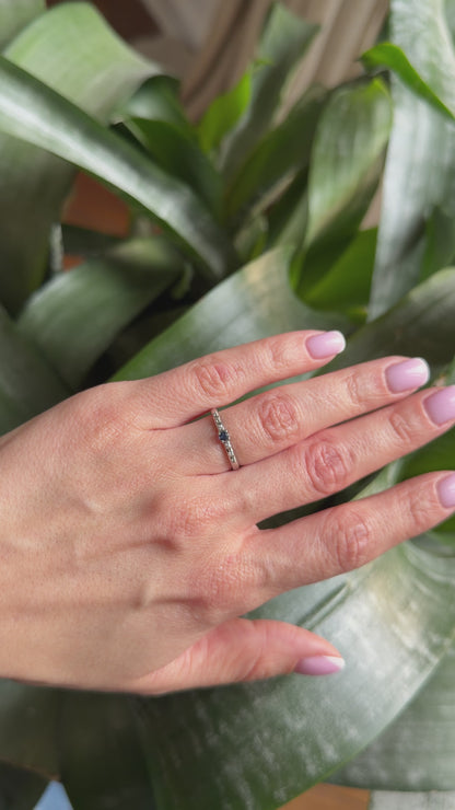Bague Solitaire - Or Blanc 750 Saphir & Diamants