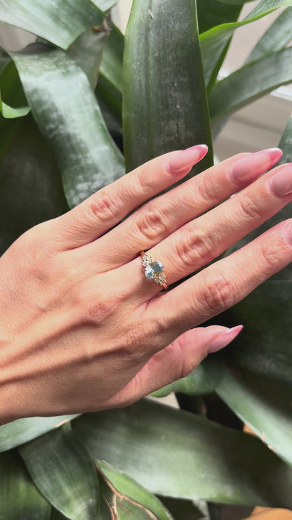 Bague Nausicaä Medium - Or Jaune 750 Aigue-Marine & Diamants