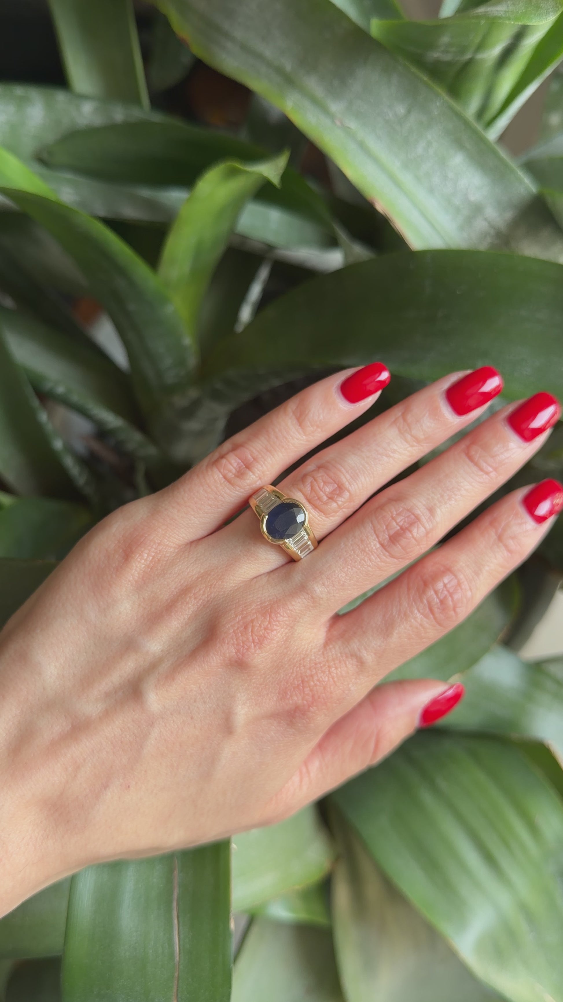 Bague Jonc - Or Jaune 750 Saphir & Diamants