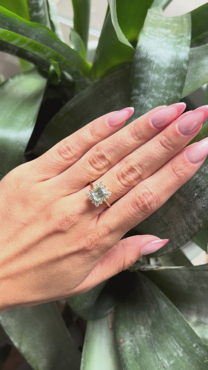 Bague Marguerite - Or Jaune 750 Aigue-Marine & Diamants