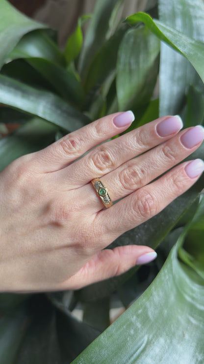 Bague Jonc Vintage - Or Jaune 750 & Émeraude