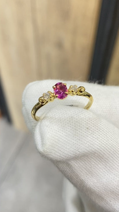 Bague Ponyo - Or Jaune 750 Rubellite & Diamants