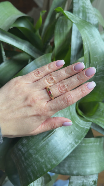 Bague Jonc - Or Jaune 750 & Rubis