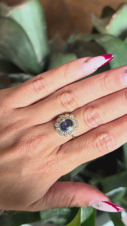 Bague Marguerite - Or Jaune 750 Saphir & Diamants