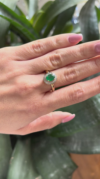 Bague Marguerite - Or Jaune/Blanc 750 Émeraude & Diamants