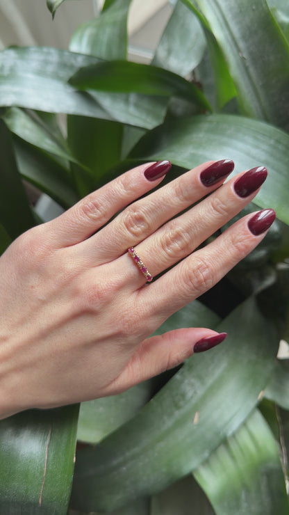 Bague Alliance - Or Jaune 750 Rubis & Diamants