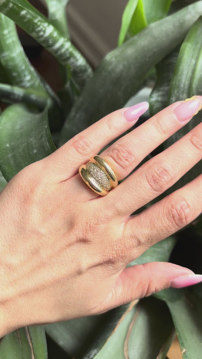 Bague Godrons - Or Jaune 750 & Diamants