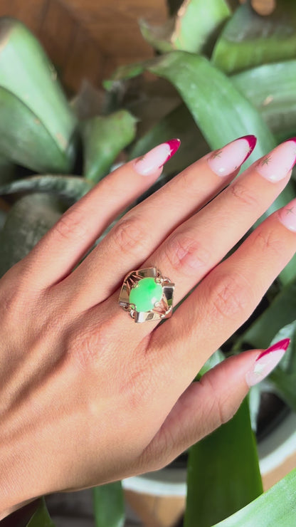 Bague Vintage - Or Jaune 585 & Jadaïte