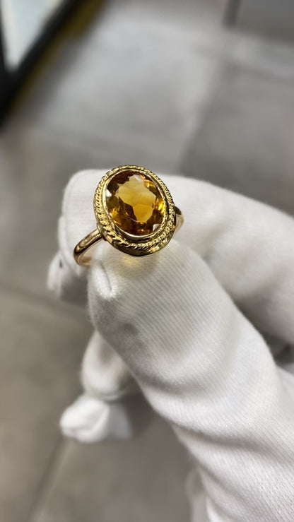 Bague Vintage - Or jaune 750 & Citrine