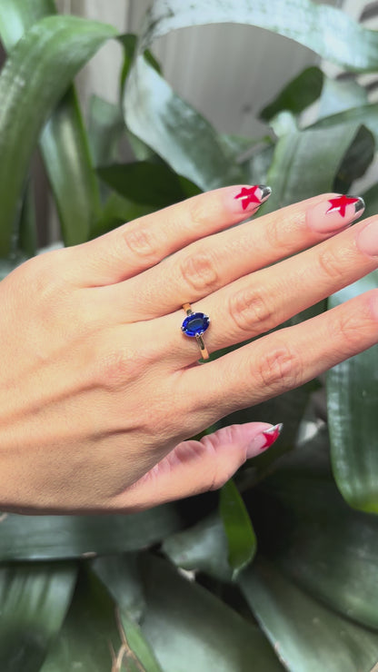 Bague Vintage - Or Jaune 750 & Saphir de Verneuil