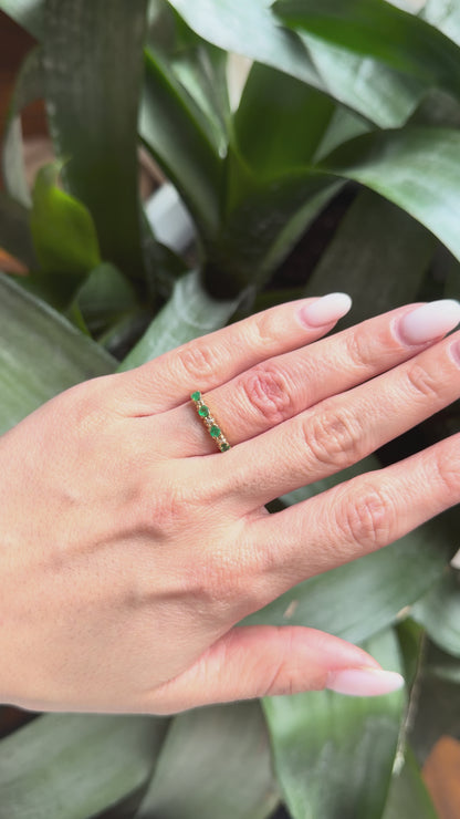 Bague Alliance - Or Jaune 750 Émeraudes & Diamants