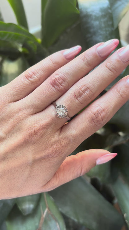 Bague Solitaire Vintage - Or Blanc 750 & Diamant