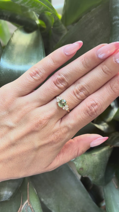 Bague Nausicaä Médium - Or Jaune 750 Saphir Vert & Diamants