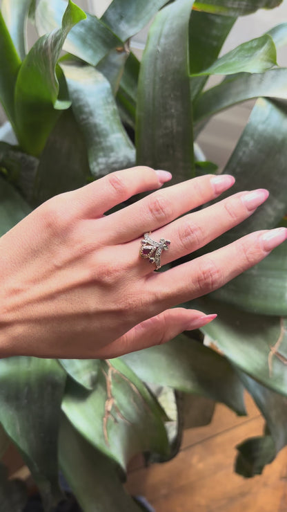 Bague Princesse Vintage - Or Jaune 750 Rubis & Diamants