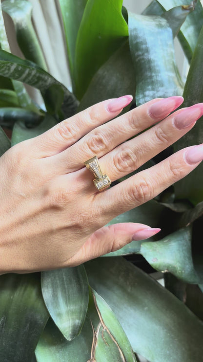 Bague Tank - Or Jaune 750 & Diamants