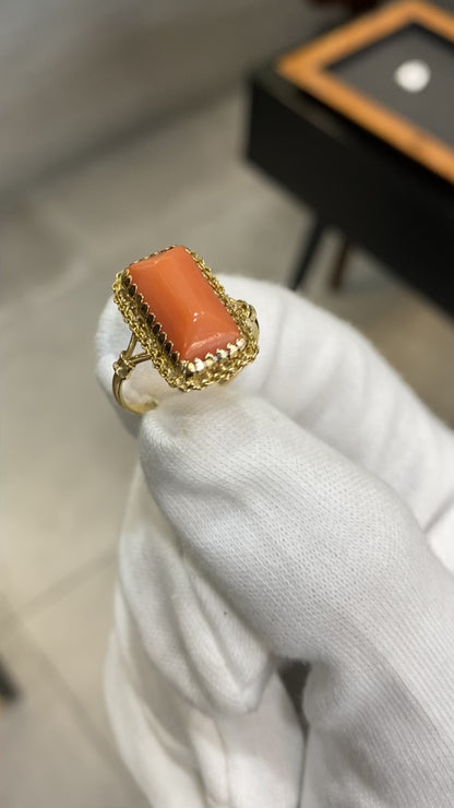 Bague Vintage - Or Jaune 750 & Corail