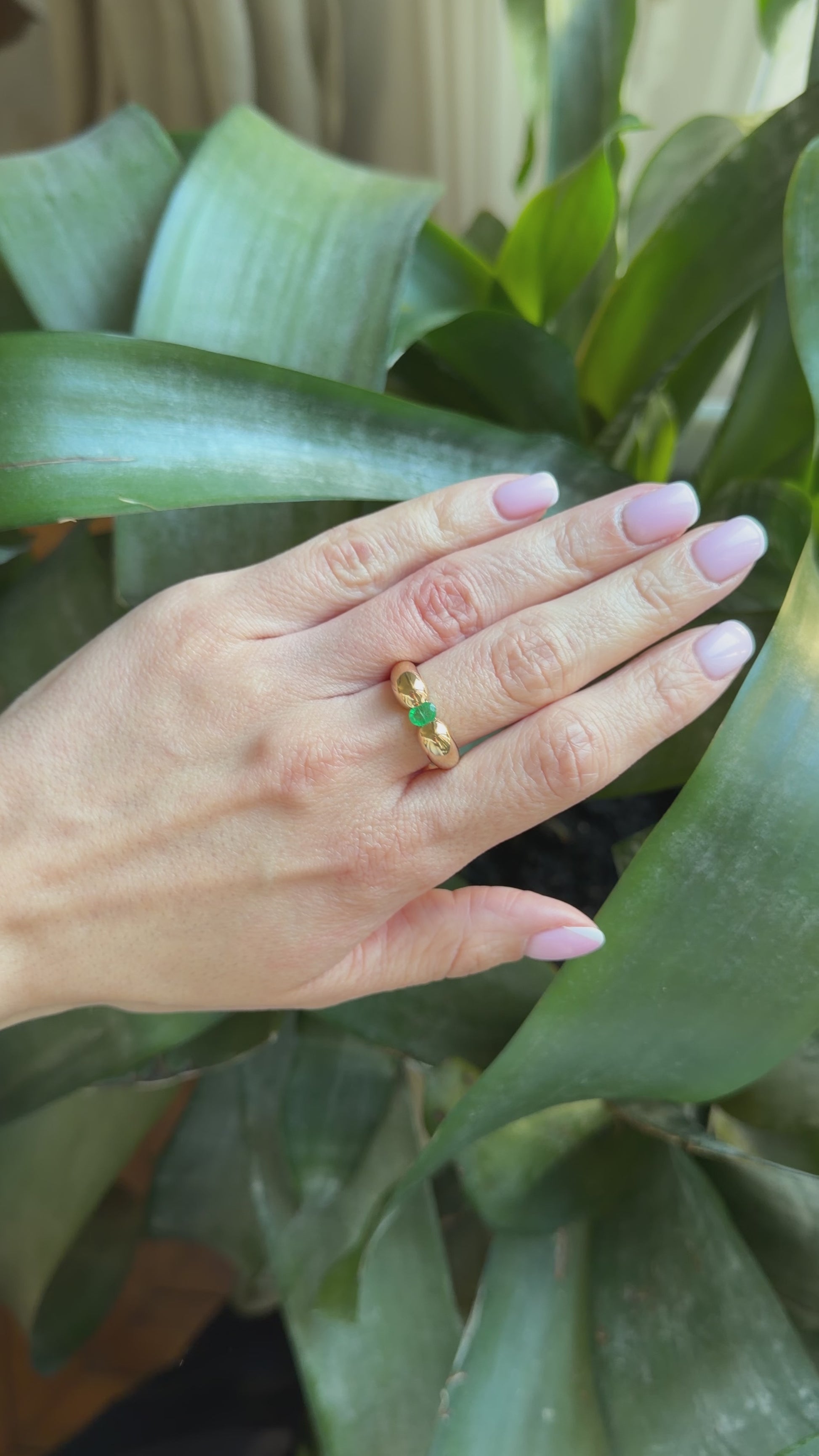 Bague Jonc - Or Jaune 750 & Émeraude