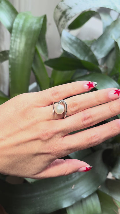 Bague Tourbillon - Or Blanc 750 & Perles