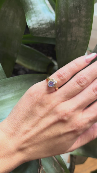 Bague Coeur - Or Jaune 750 Tanzanite & Diamants