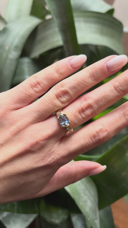 Bague Jonc - Or Jaune 750 Saphir & Diamants