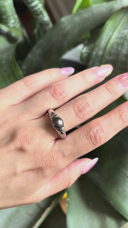 Bague Perle - Or Blanc 750 & Perle Naturelle de Tahiti