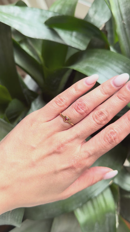 Bague Coeur - Or Jaune 750 & Rubis