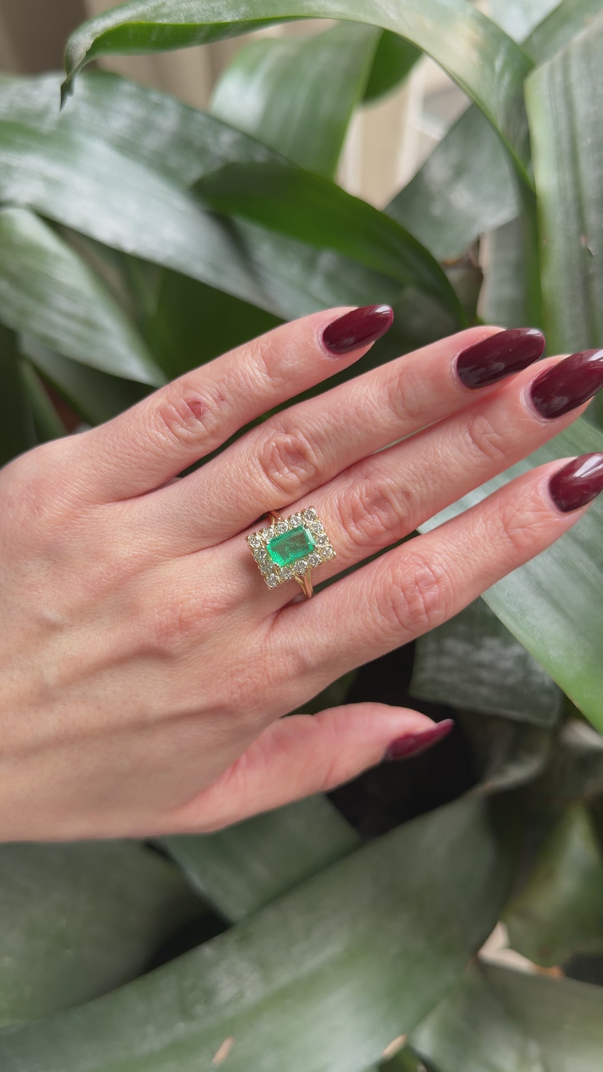 Bague Marguerite Vintage - Or Jaune 750 Émeraude & Diamants