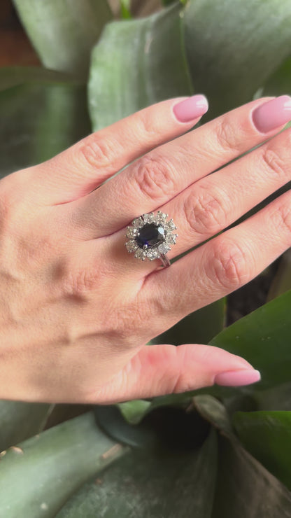 Bague Marguerite - Or Blanc 750 Saphir & Diamants