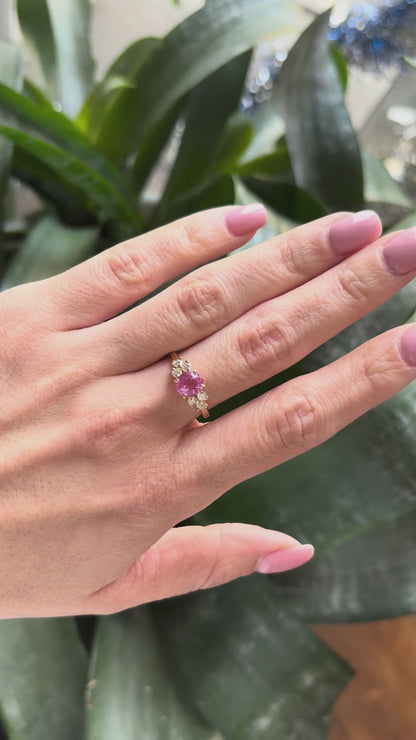 Bague Nausicaä Médium - Or Jaune 750 Saphir Rose & Diamants