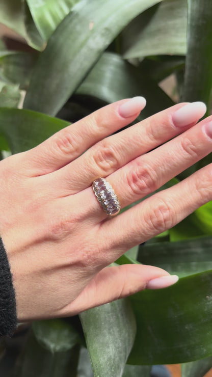 Bague Rivière - Or Jaune 750 Tanzanites & Diamants