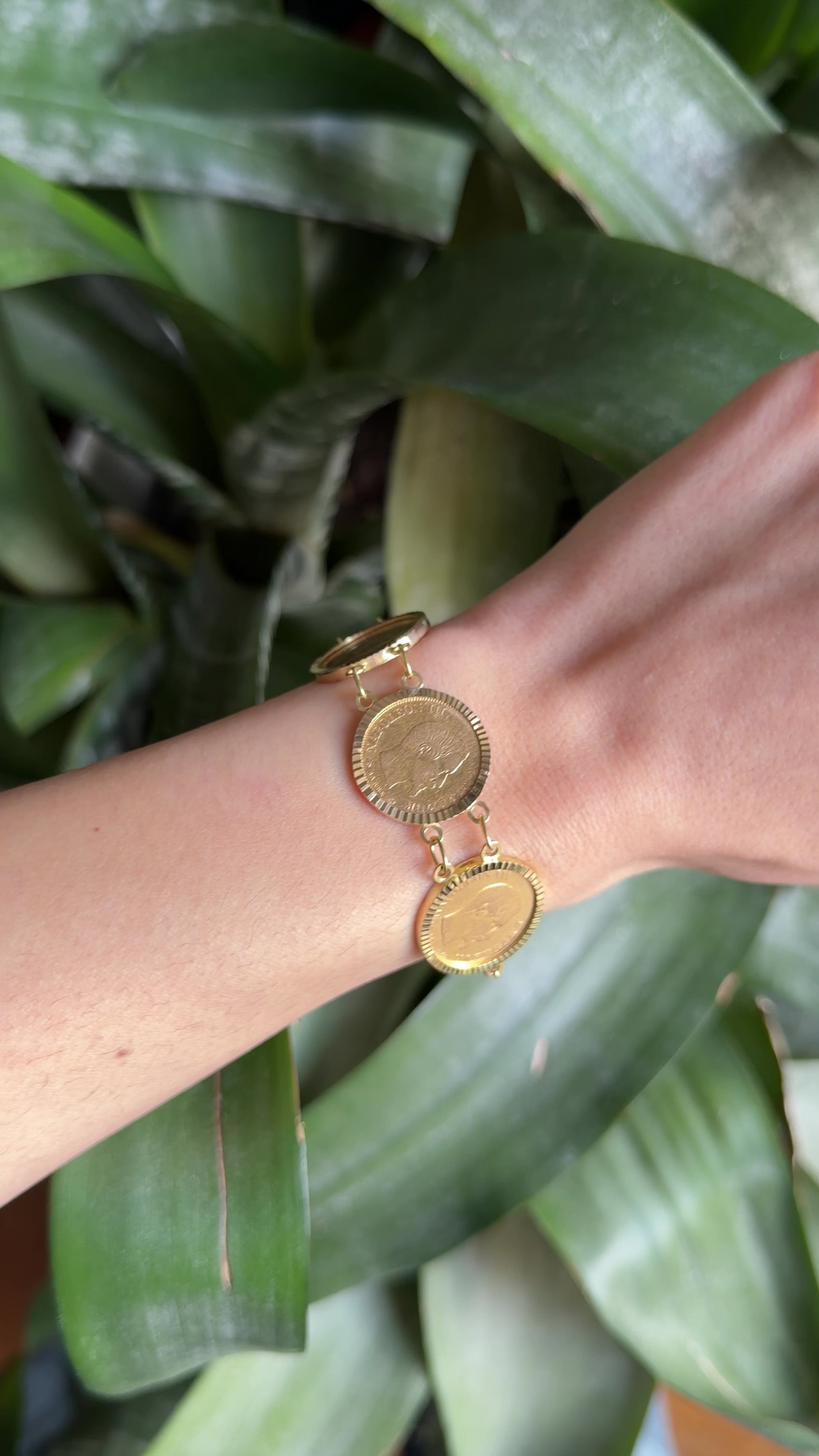 Coins Bracelet - 750 Yellow Gold & 10 Francs Napoleon Coins