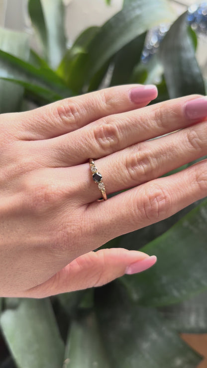 Bague Ponyo - Or Jaune 750 & Diamants Noir