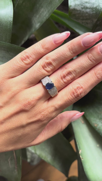 Bague Jonc - Or Jaune 750 Saphir & Diamants