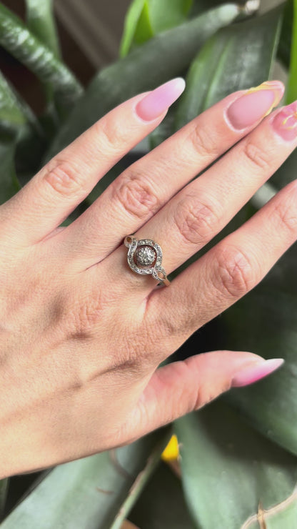 Bague Art Nouveau - Or Jaune 750 & Diamants