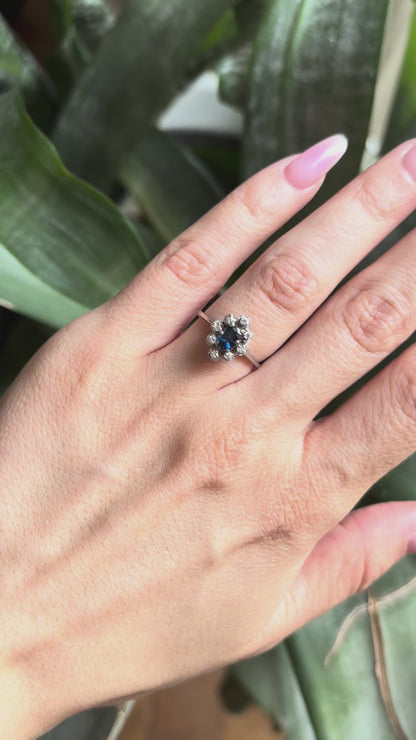 Bague Marguerite - Or Blanc 750 Saphir & Diamants