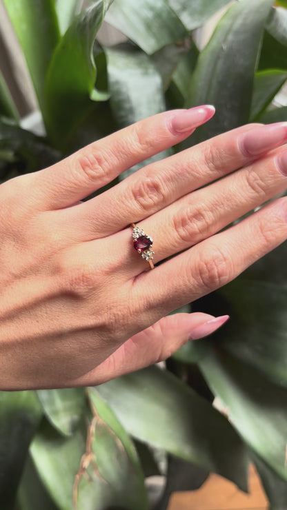 Bague Nausicaä Mini - Or Jaune 750 Grenat & Diamants