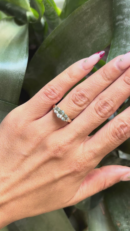 Bague Trilogie - Or Jaune 585 & Aigue-Marine