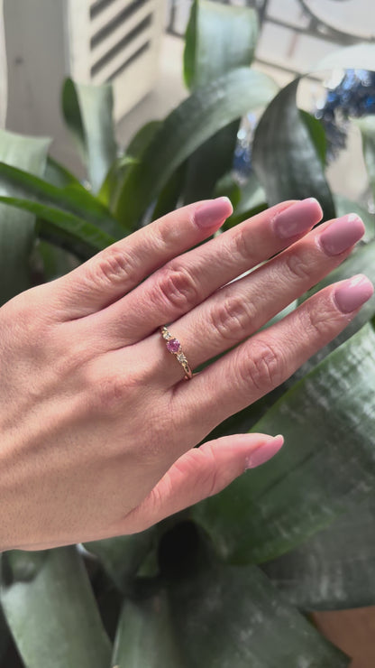 Bague Ponyo - Or Jaune 750 Saphir Rose & Diamants