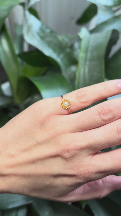 Bague Floral Vintage - Or Jaune 750 & Perle Naturelle
