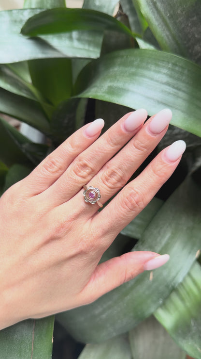 Bague Vintage Art Nouveau - Or Jaune/Blanc 750 & Saphir Rose