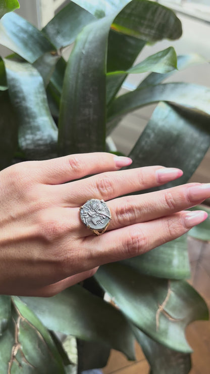 Bague Pièce - Or Jaune 750 & Pièce Argent Denier Valeria