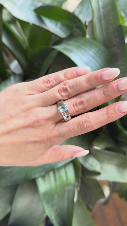 Bague Jonc - Or Blanc 750 Topaze & Diamant